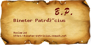 Bineter Patrícius névjegykártya